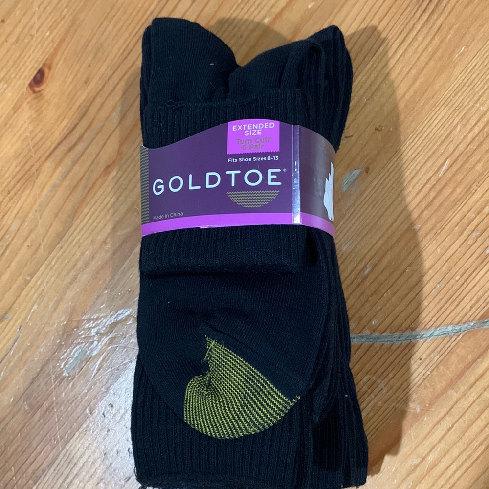 Goldtoe - NWT 6pack Black socks - Extended Size 8-13